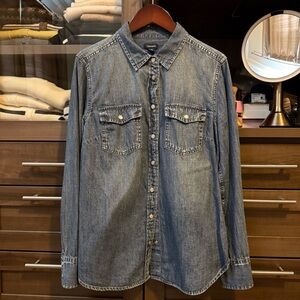 JCrew Women’s Western Style Denim Button-Up Shirt, Cotton, Size 8P